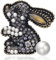 vepoty Lapin Broche Brillant Broche Lapin De Pâques Paillettes Badge Dessin Animé Animal Épinglette Bijoux Cadeau pour Femmes Filles
