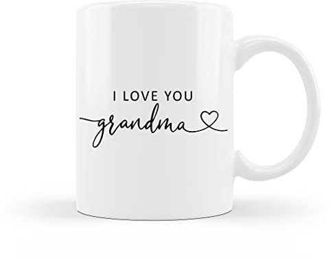 QUICQOD Grandma Gifts - I Love You Grandma White Coffee Mug - Grandma Gifts for Birthday from Grandkid Granddaughter Grandson, Ceramic Mug 11 Oz
