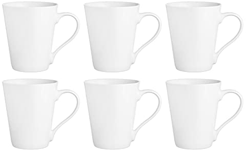 Glasmark KROSNO 1992 Tasse Becher Keramik Set 6 Stück 300 ml Kaffeetasse Kaffeebecher Trinkbecher Teetassen Spülmaschinenfest Weiß Maja