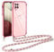 Vauki Handykette für Samsung Galaxy A12/M12/A12 Nacho Hülle mit Band, Handyhülle mit Kette, Herz Motiv, Ultra Dünn Stoßfeste Aesthetic Case mit Kordel zum Umhängen für Samsung A12 6.5 Zoll, Rosa