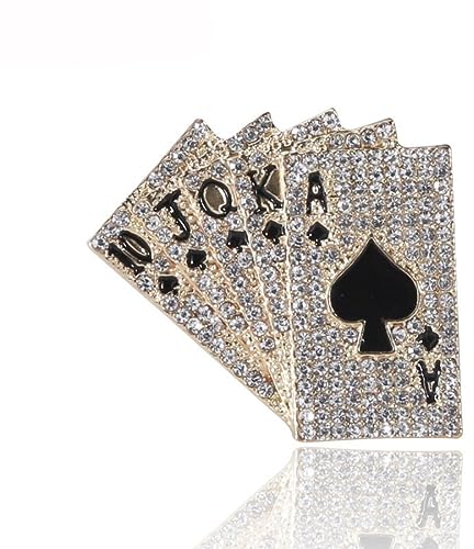 YAHOYA Mode Hip Hop Cartes à Jouer Broches Flush Brooches Hommes Femmes Costume Revers Pins Vintage Broche Strass Pin Bijoux