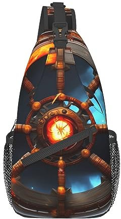 Yin Yang Shield Rucksäcke, Brusttaschen für Damen und Herren, Crossbody-Taschen, Wandern, modische Schultertaschen, Outdoor-Sport, Schwarz, Einheitsgröße, Kreuz-Brusttasche diagonal