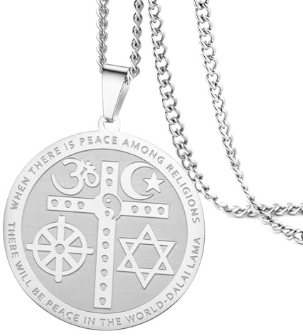 VASSAGO Coexist in Peace Halskette Yin Yang Kreuz Halskette OM Stern Halbmond Halskette Rad Davidstern Halskette für Männer Frauen