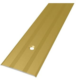35mm Threshold Carpet Cover Strip Door Plate Anodised-Aluminium Grooved Floor Bar Trim Drilled IP08 35mm x 0.93M (3.05FT) TMW Profiles (Gold)