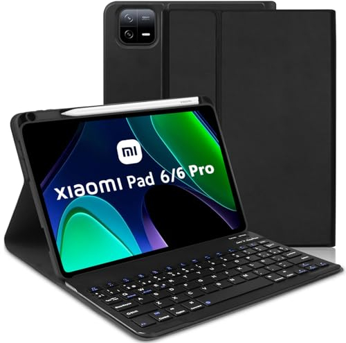 AGARELE Hülle für Xiaomi Pad 6 11 Zoll 2023 [QWERTZ Deutsch Tastatur], Slim Schutzhülle Mit Stifthalter, Magnetisch Kabellos Abnehmbare Tastatur für Xiaomi Pad 6