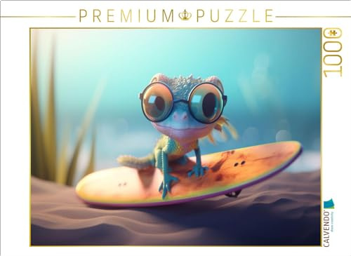 CALVENDO Puzzle Surfer-Chamäleon | 1000 Teile Lege-Größe 64 x 48 cm Foto-Puzzle für glückliche Stunden