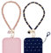 AHABIPERS Lanière de Dragonne à Main, Femmes Cuir et Métal Charme de Téléphone, Dragonnes de Poignet Sangle pour Téléphone Portable Caméra Clé USB Portefeuille - Noir&Rose