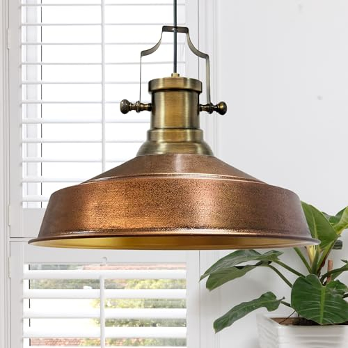 bamyum Asletl Hängelampe Industrial aus Metall Ø41 cm, Küchenlampe Vintage, Hängelampe Esstisch E27, Wohnzimmerlampe Hängend Vintage, Pendelleuchte Esstisch und Wohnzimmer, Pendelleuchte Kupferfarbe