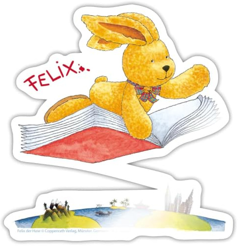 Felix Der Hase Fliegendes Buch In Der Luft Sticker Aufkleber