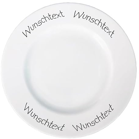 Teller mit Text oder Name bedruckt - Rund oder Eckig - Geschirr mit Wunschtext Wunschnamen selbst gestalten - individuell personalisiert, zwei Zeilen - hochwertiges Porzellan (Frühstücksteller rund)