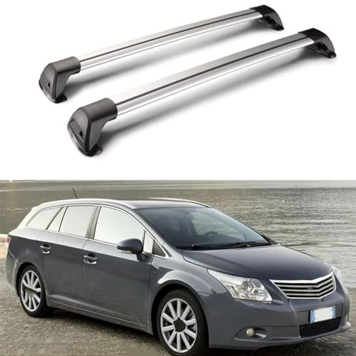 JGGQSY 2 Stück Aluminium Dachgepäckträger für Toyota Avensis 2009+ T27, Aluminium-Querstangen mit Schlössern, Auto Transport Zubehör,B/Silver Black