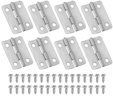 PATIKIL Small Butt Hinges 1 Inch, 8 Pack Mini Jewelry Box Hinge with Screw for Jewelry Wooden Boxes Cabinet Drawer Doors Gate, Silver