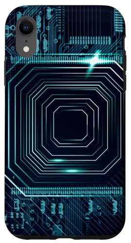 Carcasa para iPhone XR Placa base Microchip Circuito Negro TI Fondo de computadora