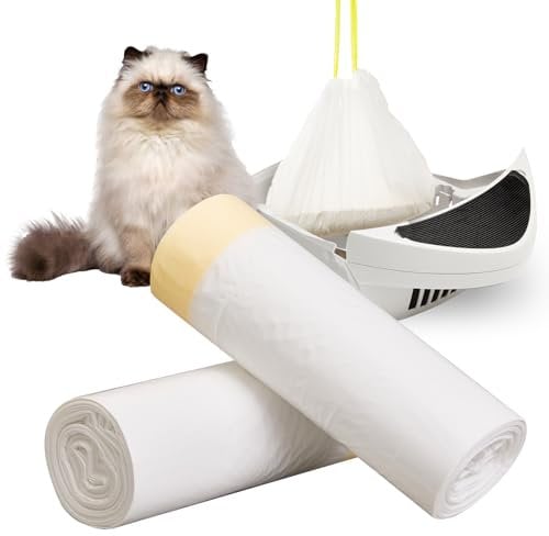 Papettly Cat Litter Tray Liners - 74x45 cm Leak-Proof Cat Litter Bags with Drawstring for Small or Medium Litter Box, Tear-Resistant Cat Litter Liners with 10 KG/22 LBS Load Capacity -20 Pcs