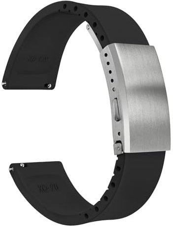 watchdives Fluorkautschuk Uhrenarmband, Zuschneidbares Uhrenarmband mit Schnellverschluss, Weiches Ersatzarmband mit Gefräster Schließe für Männer und Frauen, 18 mm/19 mm/20 mm/21 mm/22 mm