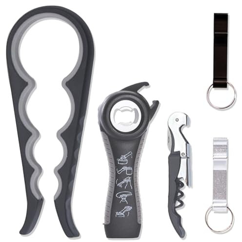 TYXHXTF Jar Opener, Bottle Opener Keychain, Can Opener Kit for Elderly, Children, for Daily Use and Gift (Black)