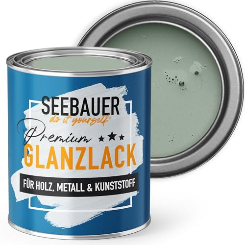 SEEBAUER diy Glanzlack Grün 750ml für Innen & Außen (No. 764 Nordic Wood) Möbelfarbe ohne Schleifen - Hybrid-Lack für Holz, Metall & Kunststoff - Holzlack, Möbellack hohe Deckkraft