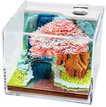 Abreißkalender 2025 | 9.4x8.9x7.5 cm Notizblock | Memo Pad Papier Schreibtischkalender Mit Acryl Staubschutzhülle | Desktop Dekoration für Neujahr