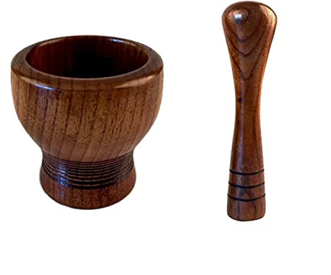 Mortar and Pestle Sets Mortar and Pestle Set, Wooden Hand Mortar and Pestle Grinder for Garlic Press, Coffee Grinder, Ginger Crusher, Spice Grinding, Spices and Kitchen Usage, 4.2 Inch Perfect for Cru
