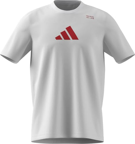 adidas Men's Climacool Category Training Graphic T-Shirt, White/Pure Ruby, 3XL