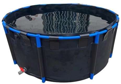 Cadre de piscine, étang en toile PVC avec cadre en acier, piscine d'aquarium avec valve de vidange pour poissons rouges Koi et aquarium