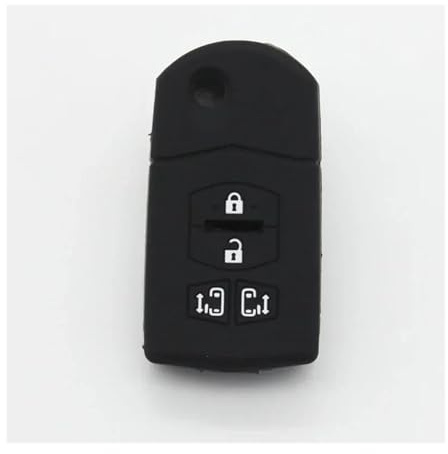 HGMGFYCX Autoschlüssel Schutzhülle Klappschlüsselgehäuse Mit 4 Tasten Für Mazda 2 3 5 6 M5 M6 CX-5 CX-6 2004+Silikonhülle Für Schlüsselanhänger(4B Cover Black)