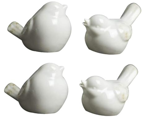 TOYANDONA 4 Stück Keramik Vogelfiguren Weiße Porzellan Skulpturen Moderne Tischdekoration für Büro und Wohnzimmer