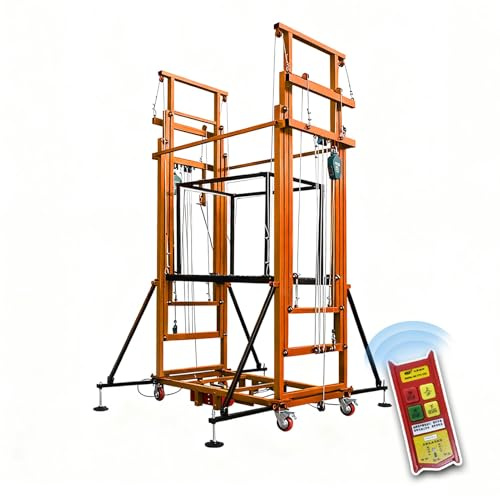 Mobile Gerüstplattform, elektrische Gerüstliftplattform, Farbe anpassbar, Lifte mit Fernbedienung, for Bauunternehmen, Baumschnitt(Orange,10m/33ft)