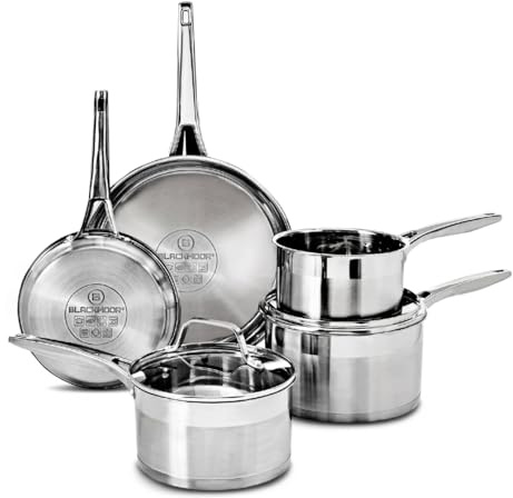 Blackmoor 5-Piece Stainless Steel Pan Set/High Grade, PFAS-Free, Suitable for All Hob Types Including Induction and Oven Cooking/Pro Range 68249