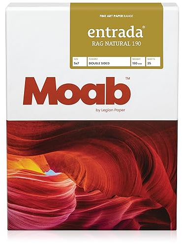 Moab Entrada Rag Natural 190 g/m² Papier 10x15cm aus Baumwolle für Tintenstrahldrucker, zweiseitig, 25 Blatt