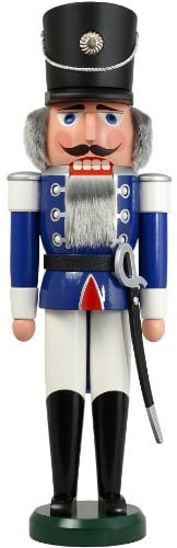 Seiffener Volkskunst Nussknacker Husar blau, 60 cm hoch, original Erzgebirge