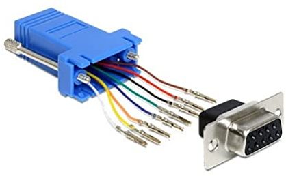 Adapter Sub-D 9 Pin Buchse auf RJ45 Buchse Bausatz, blau, Delock 65430