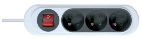 Rallonge électrique - Prolongateur électrique - Rallonge prise - Rallonge prise électrique - Gamme NOLA - 3 Prises 2P+T 16A avec Interrupteur-Cordon 1 mètre, Gris Anthracite