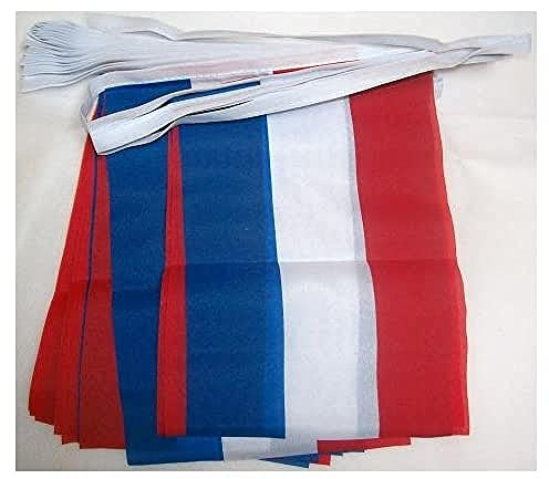 AZ FLAG Guirnalda 6 Metros, 20 Banderas de Los Países Bajos 21x15 cm, Bandera Neerlandesa 15 x 21 cm - Banderines Neerlandeses