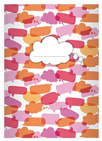 Kartenkaufrausch 4 Trendige Designer DIN A4 Schulhefte, Schreibhefte mit Sprechblasen in rosa Lineatur 25 (liniertes Heft)