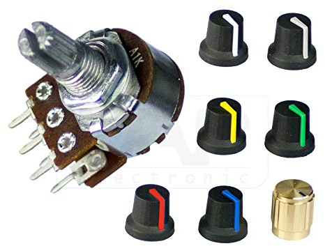 Potentiometer Stereo logarithmisch 1K | 2,2K | 5K | 10K | 22K | 50K | 100K | 220K | 500K | Drehregler Poti Pins (10K)