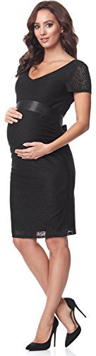 Bellivalini Robe de Soirée Manches Courtes Grossesse Vêtement Maternité Femme BLV50-108 (Noir, XL)