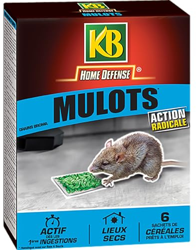 KB HOME DEFENSE MULOCERN - Céréales Anti-Mulot 150 g - Action radicale et forte attractivité - Actif dès la 1ère ingestion - Spécial lieux secs - 6 sachets de céréales de 25 g