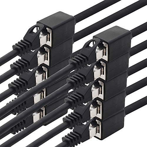 1aTTack.de 618296 Adattatore prolunga CAT7 Cat.7-0,5 m - Cavo Ethernet Cavo di rete Lankabel 10 Gb/s cavo grezzo con presa (RJ45) Cat6a 10 pezzi - nero