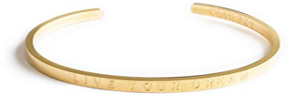 LIKERY Dream Bangle | farblose Typografie Gravur | Stainless Steel Armreif | Stylisches Design | Inspirierender Spruch „LIVE Your Dream“ | Größenverstellbar | Farben: Silber, Gold, Roségold