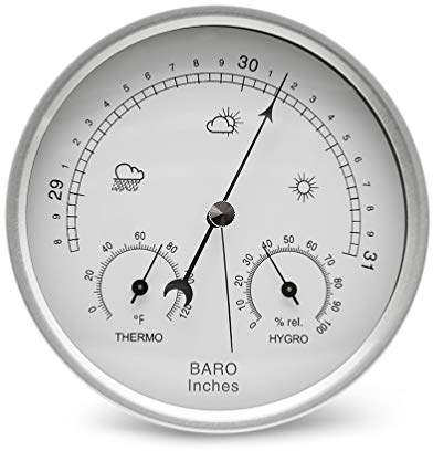AMTAST 13,2 cm Durchmesser Zifferblatt Typ Barometer Thermometer Hygrometer 3 in 1 Multifunktion, reines mechanisches Zifferblatt Luftdruck Wetterstation (imperial) AW007A