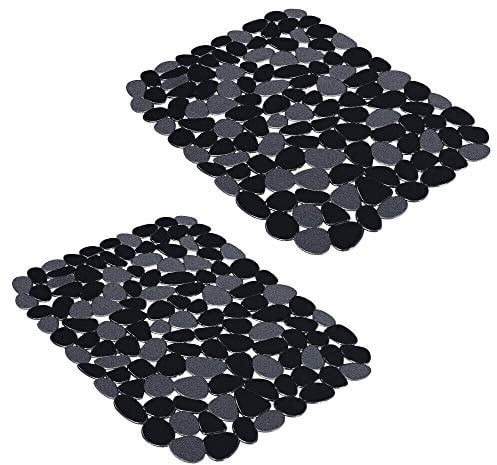 Yolife Pebble Kitchen Sink Mats, PVC Sink Protectors Mat for Bottom of stainless steel, Dish Drying Mats for Kitchen Counter (Black,2 Pack)