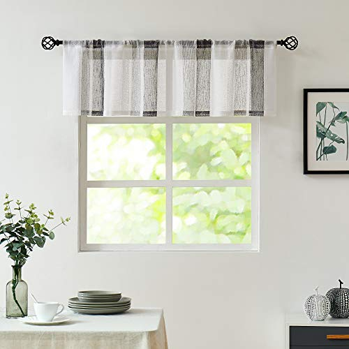 Central Park Schwarz-weiße Küchenfenstervorhang, Querbehang, vertikale Streifen, Wohnzimmer dekorative Stangentasche (137.2 cm B x 38.1 cm L), rustikale Wohnpaneele