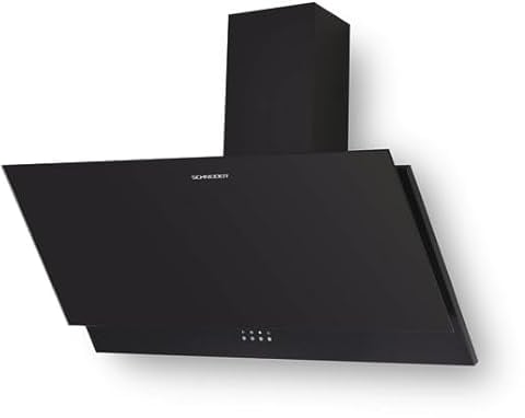 SCHNEIDER SCHD2A90EBS Campana extractora 90 cm, 594 m³/h, 3 velocidades, Cristal Negro/Negro Mate