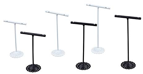 FINGERINSPIRE 6Pcs Ohrring T-Display Ständer Metall T-Bar Ohrringhalter Schwarz/Weiß Ohrring ständer fur Ohrschmuck-Display Lagerung 【Runde Basis, 3 Höhen 9/11/12.5cm】