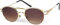 styleBREAKER Damen Panto Sonnenbrille mit ovalen Flachgläsern und Metall Bügel, Federn, Silikon Nasenauflage 09020117, Farbe:Gestell Gold/Glas Braun Verlauf