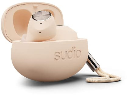 Sudio T2 True Wireless In-Ear Kopfhörer mit Bluetooth 5.2, Active Noise Cancelling, Integriertes Mikrofon, Bis Zu 35 Stunden Spielzeit, Schnellladung, Schweiß- und Spritzwassergeschützt (Sand)