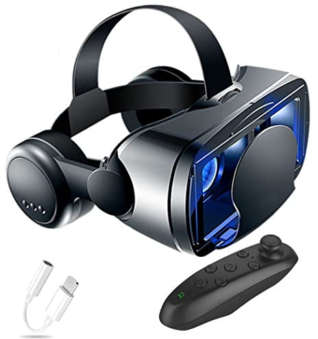 JYMYGS VR Glasses, Virtual Reality Headset, VR Headsets Support Android and IOS, Bluetooth Connection for iPhone 13 Pro Max/13 Pro/13/12/11, for Samsung Galaxy S21, Huawei, Xiaomi