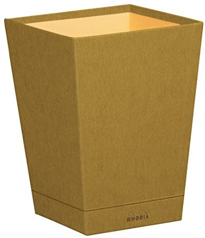 Rhodia 194615C - Papierkorb 27x27x32cm, aus Kunstleder, elegant und praktisch, 1 Stück, Gold