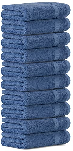Luckytowel 10er Set Handtücher 50x100 cm 100% Baumwolle, 600g/m² Oeko-Tex Handtuch-Set 10er Pack Blau